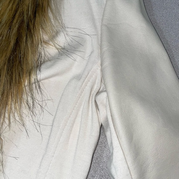 INC Cloth & Faux Leather Jacket With Fur Size M - Picture 3 of 7